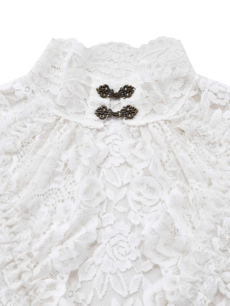 [Prévente] Robe victorienne blanche en dentelle à manches gigot des années 1980