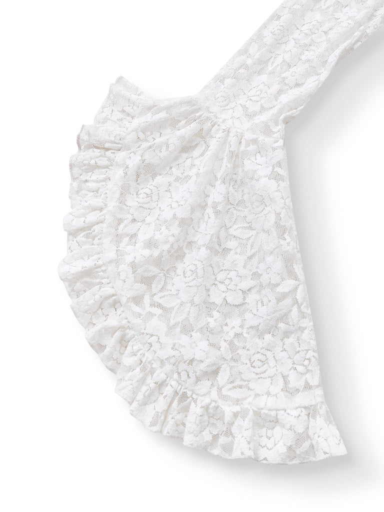 [Prévente] Robe victorienne blanche en dentelle à manches gigot des années 1980
