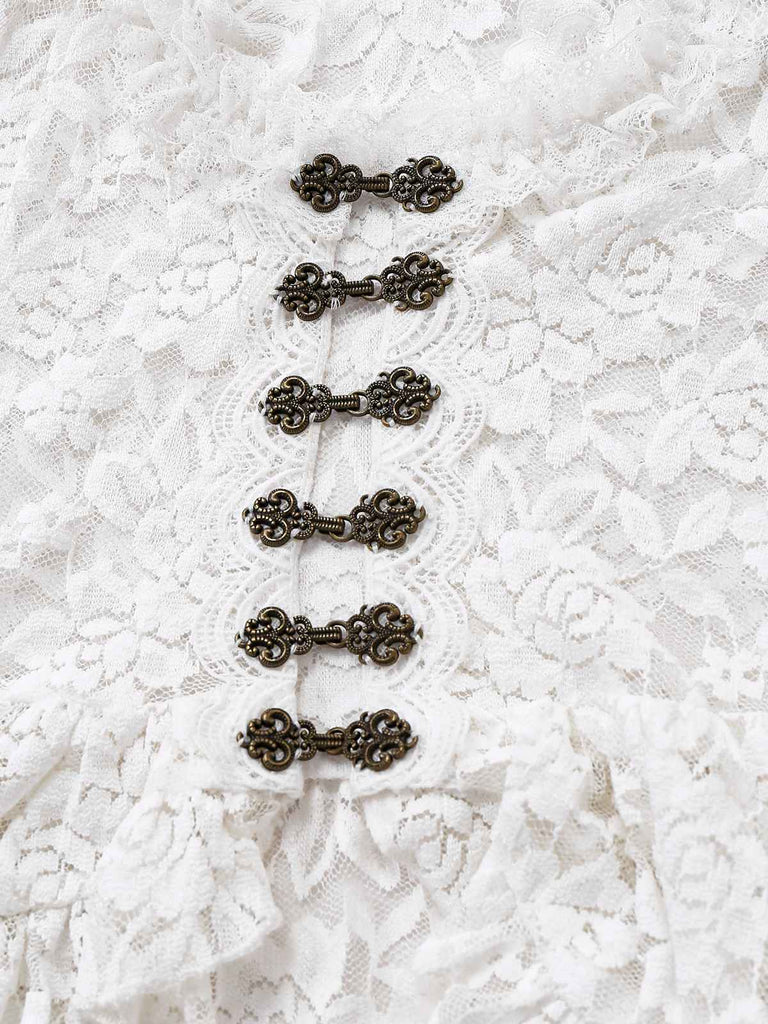 [Prévente] Robe victorienne blanche en dentelle à manches gigot des années 1980