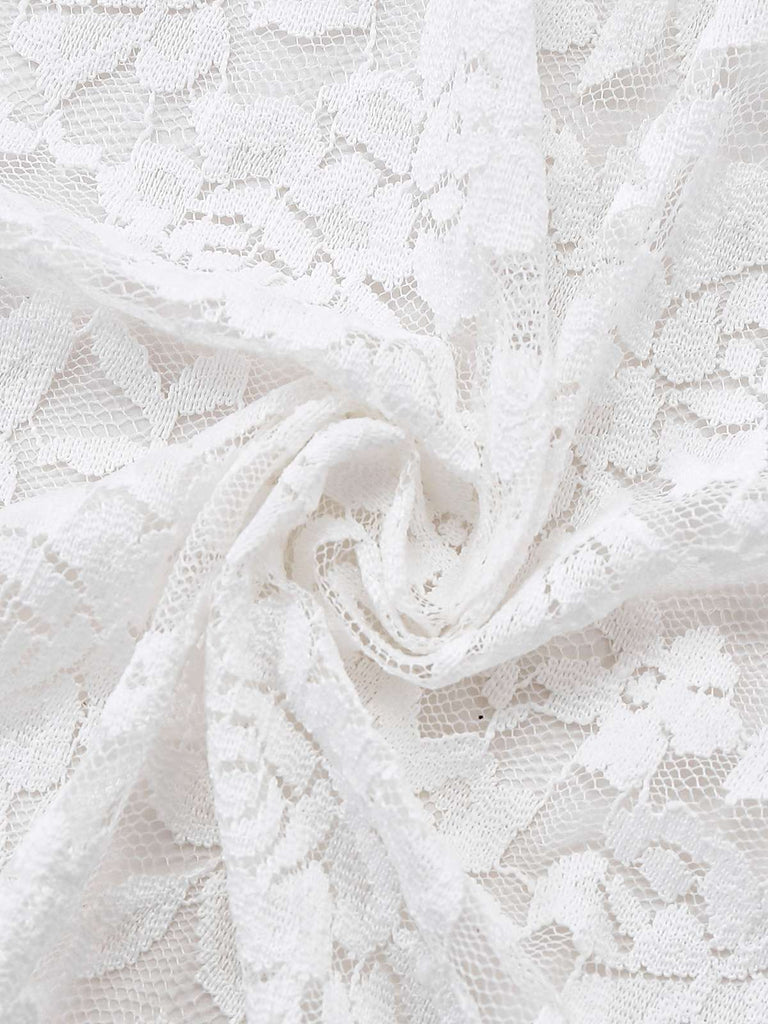 [Prévente] Robe victorienne blanche en dentelle à manches gigot des années 1980