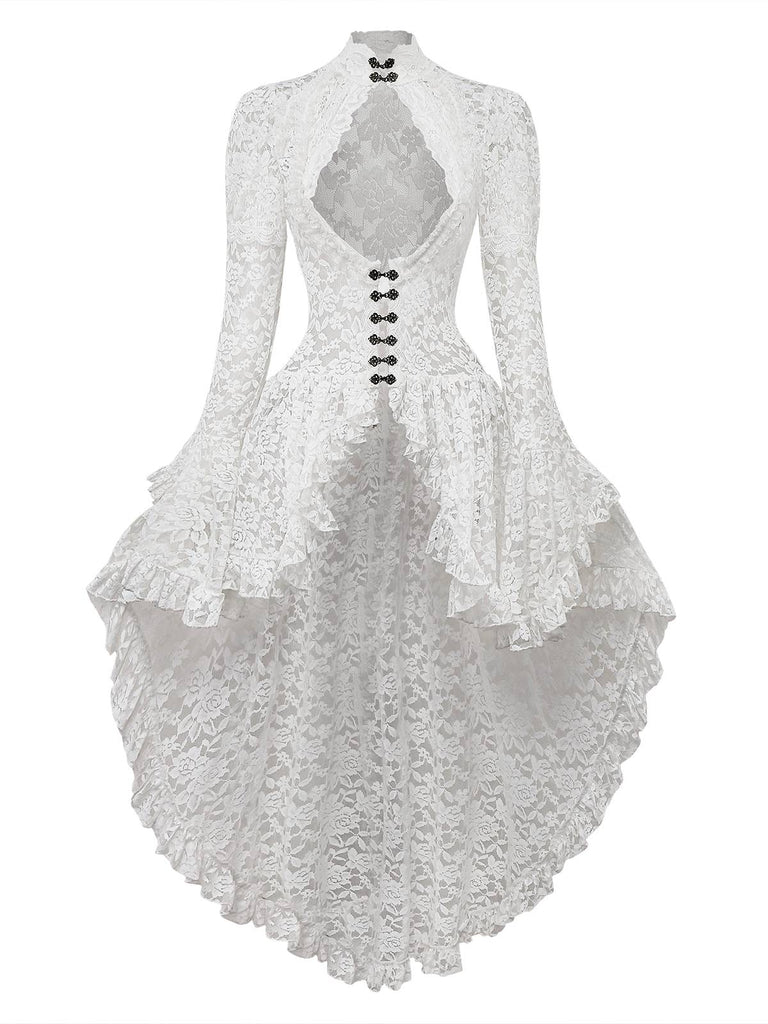 [Prévente] Robe victorienne blanche en dentelle à manches gigot des années 1980