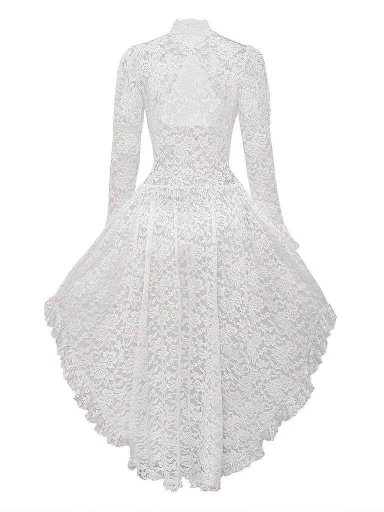 [Prévente] Robe victorienne blanche en dentelle à manches gigot des années 1980
