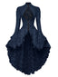 [Prévente] Robe victorienne bleu foncé en dentelle à manches gigot des années 1980