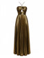 Robe plissée dorée à dos nu et col croisé années 1930