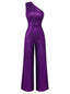 Combinaison asymétrique à paillettes violette des années 1970