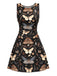 Robe trapèze noire motif papillon et sorcière des années 1960