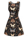 Robe trapèze noire motif papillon et sorcière des années 1960