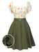 [Prévente] [Grande taille] Robe vert militaire fleur ceinturée années 1950