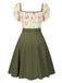 [Prévente] [Grande taille] Robe vert militaire fleur ceinturée années 1950