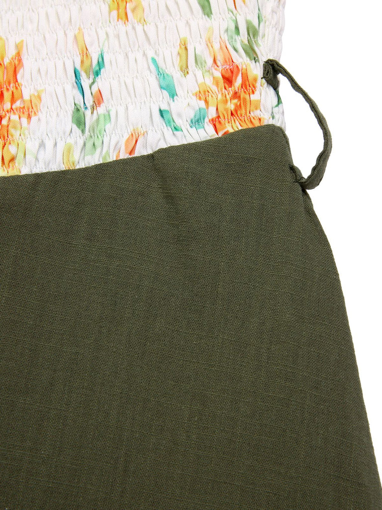 [Prévente] [Grande taille] Robe vert militaire fleur ceinturée années 1950