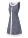 [Prévente] Robe trapèze bleu-gris à rayures et nœud années 1960