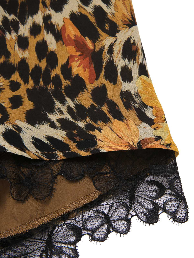 [Prévente] Robe en dentelle en léopard et papillons années 1950