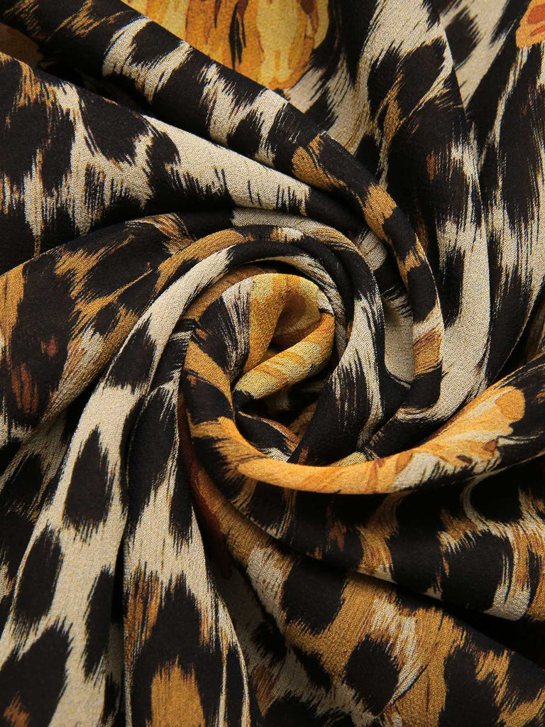 [Prévente] Robe en dentelle en léopard et papillons années 1950