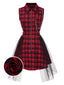 [Pré-vente] Robe tartan rouge col revers style punk des années 1980