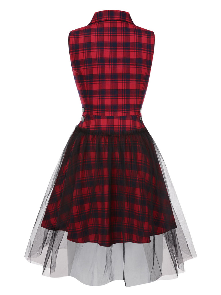 [Pré-vente] Robe tartan rouge col revers style punk des années 1980