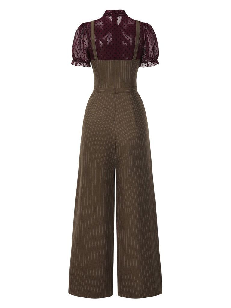 [Prévente] Combinaison rouge à rayures verticales en maille années 1930