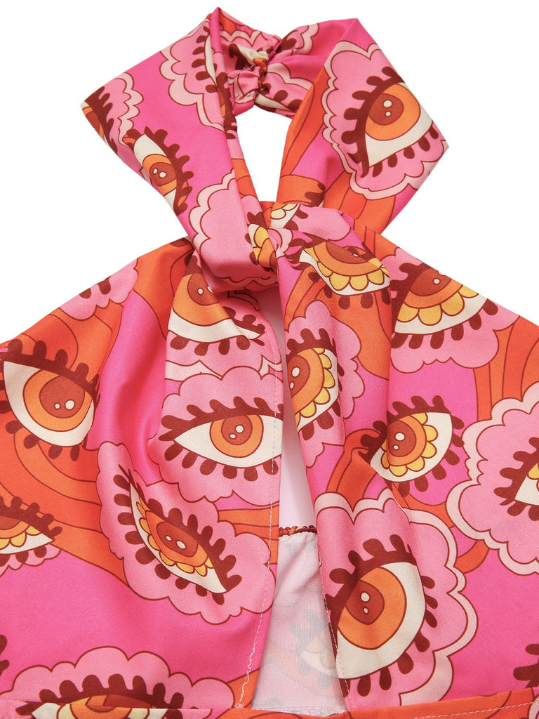 [Prévente] Combinaison rose licou avec motif psychédélique années 60