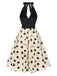 Robe dos nu rouge à pois des années 1950
