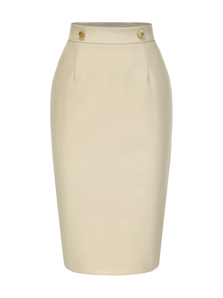 [Prévente] Jupe crayon taille haute kaki années 1980