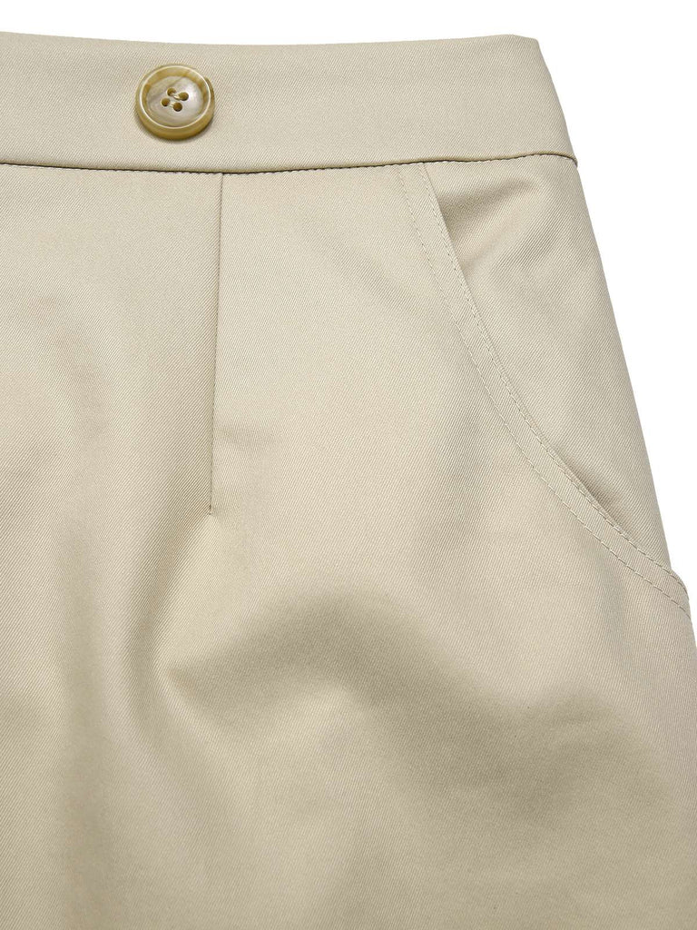 [Prévente] 2PCS veste ceinturée à revers et jupe crayon kaki des années 80