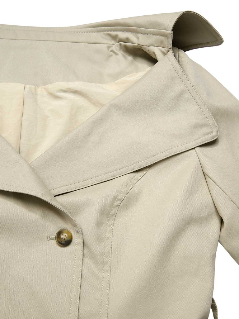 [Prévente] 2PCS veste ceinturée à revers et jupe crayon kaki des années 80