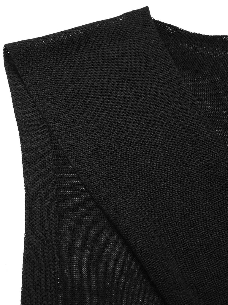 [Pré-vente] Combinaison noire à rayures et col chemise des années 40 avec cape