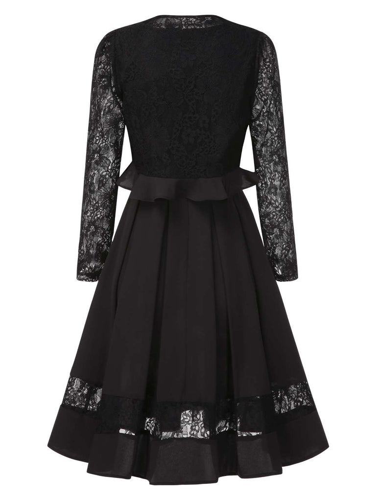 [Pré-vente] 2PCS veste et robe trapèze vintage en dentelle noire des années 1950