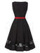 [Pré-vente] Robe noire à col bateau en dentelle contrastée des années 1950
