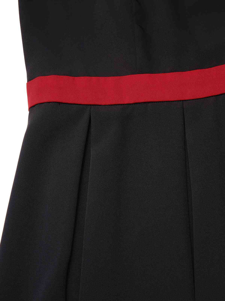 [Pré-vente] Robe noire à col bateau en dentelle contrastée des années 1950