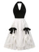 [Pré-vente] Robe blanche col licou en velours et dentelle des années 1950