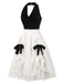 [Pré-vente] Robe blanche col licou en velours et dentelle des années 1950