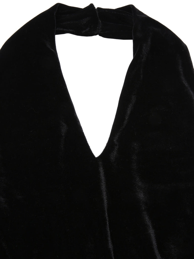 [Pré-vente] Robe blanche col licou en velours et dentelle des années 1950