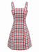 Robe gilet en tweed à carreaux rouge des années 1960