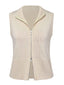 Haut tricoté sans manches beige à revers des années 1950