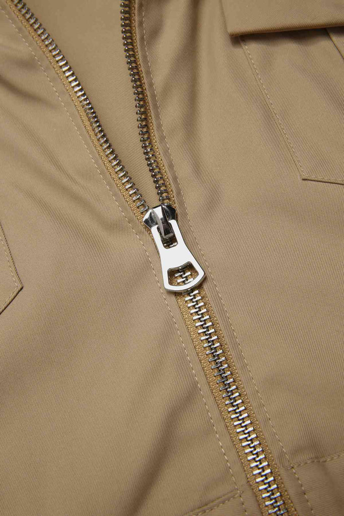 Veste zippée à revers tartan kaki des années 1960