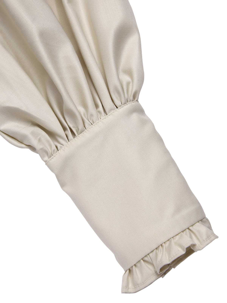 [Pré-vente] Robe à volants bloc de couleur col jabot et nœud victorien des années 1950