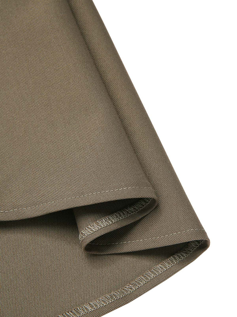 [Pré-vente] Robe sirène torsadée épaules dénudées kaki avec ceinture des années 1930