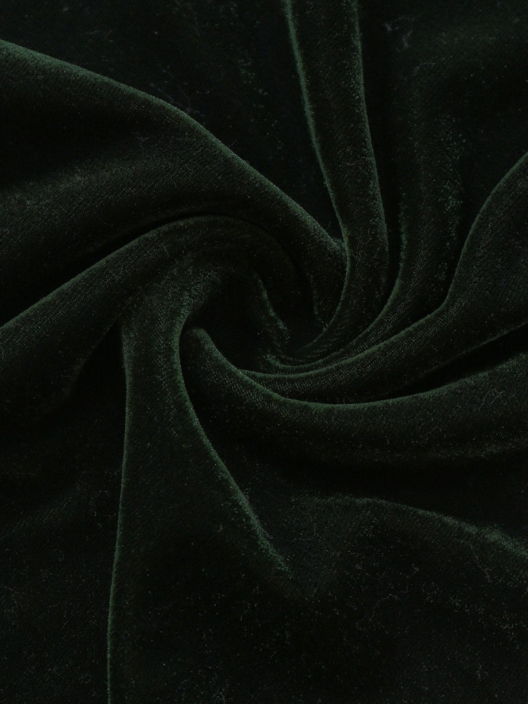 [Prévente] Combinaison verte en velours et dentelle manches à volants des années 40