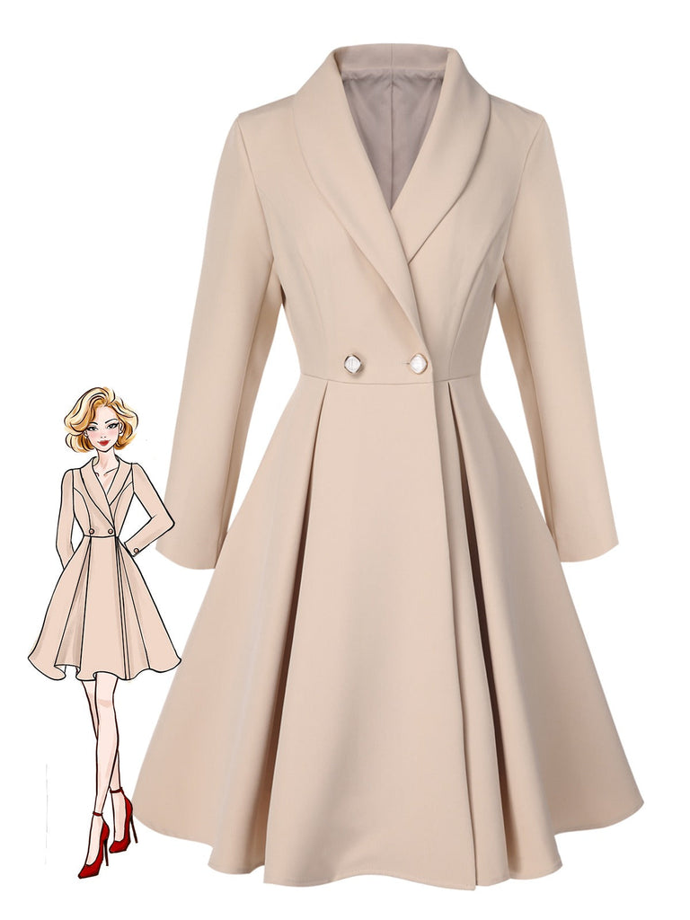 [Pré-vente] Manteau trapèze col châle couleur crème des années 1950