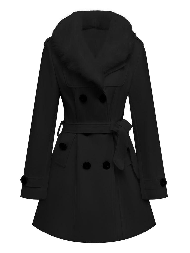 Manteau à boutons amovibles en fausse fourrure des années 1940