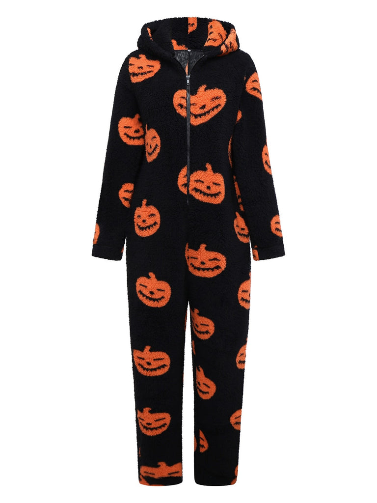 Combinaison orange à capuche citrouille Halloween années 1930