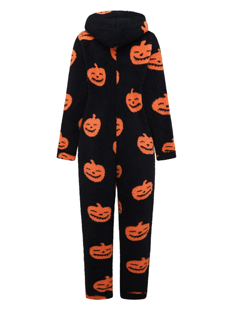 Combinaison orange à capuche citrouille Halloween années 1930