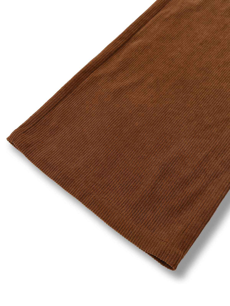 [Pré-vente] Combinaison orange col noué en velours côtelé motif marguerites années 1970