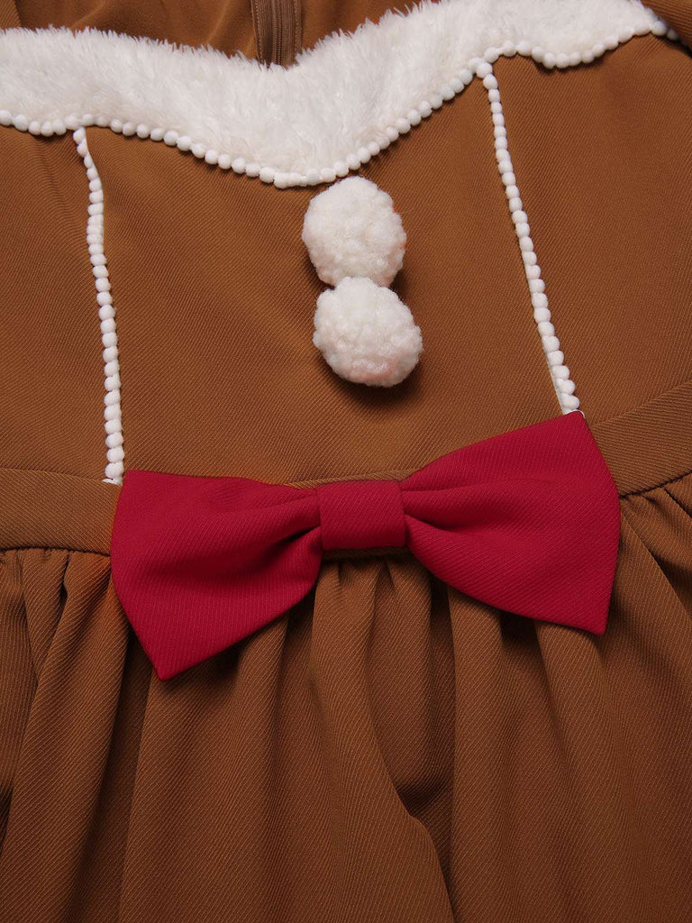 [Pré-vente] Robe en peluche bonhomme en pain d'épice couleur curcuma des années 1950