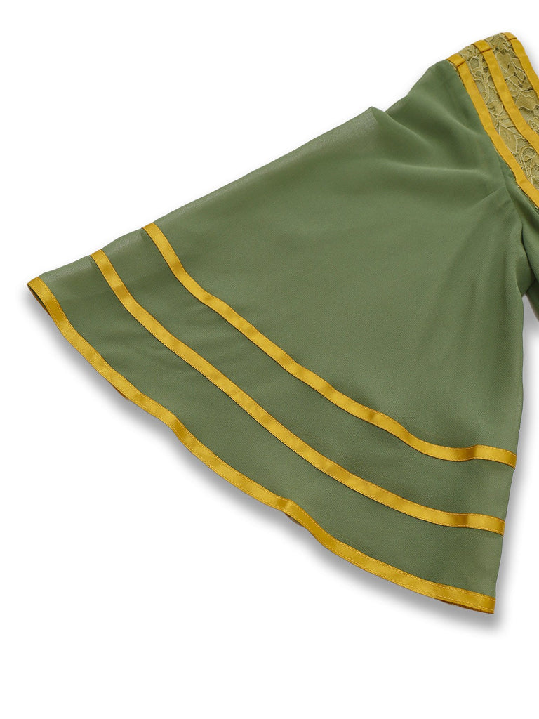 [Prévente] Robe verte et or transparente à manches cloche années 1970