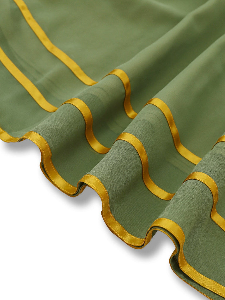 [Prévente] Robe verte et or transparente à manches cloche années 1970