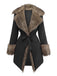 Manteau à col en fausse fourrure revers et ceinture années 1950
