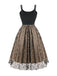 Robe noire froncée en maille pailletée à étoiles dorées des années 1950