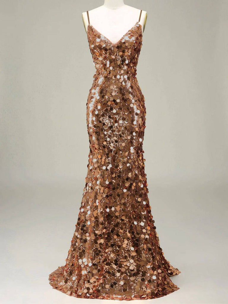 [Prévente] Robe de soirée longue au sol dorée à paillettes des années 1930