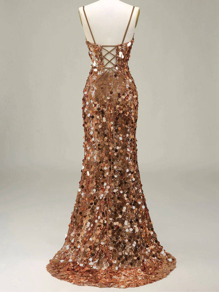 [Prévente] Robe de soirée longue au sol dorée à paillettes des années 1930